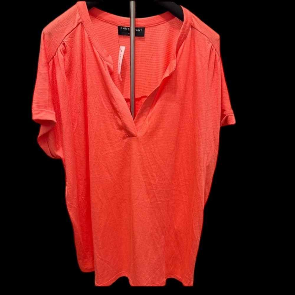 NWT Lane Bryant Bright Coral Blouse Sz 18/20 Beach Vacation Coast‎ Casual